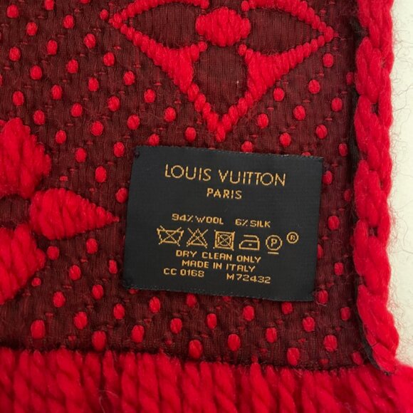 Louis Vuitton Monogram Logomania Deep Red Wine Scarf Preloved was $635 - Picture 3 of 3